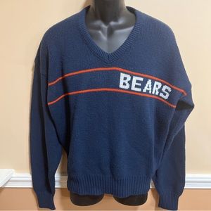 Vintage 80s Cliff Engle Chicago Bears V Neck Sweater Large NFL Mike Ditka